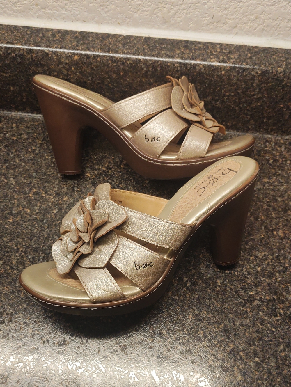 BOC Champagne Floral Heel Sandals